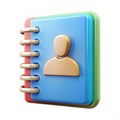 Contact book 3D icon isolated on white background Royalty Free Stock Photo
