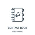 contact book icon vector from advertisement collection. Thin line contact book outline icon vector illustration Royalty Free Stock Photo