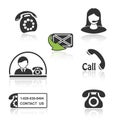Contact, call icons - phone symbols with shadow Royalty Free Stock Photo