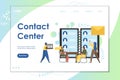 Contact center vector website landing page design template