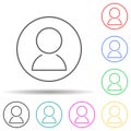 Contact in circle multi color set icon. Simple thin line, outline vector of web icons for ui and ux, website or mobile application Royalty Free Stock Photo