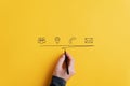 Contact and communication icons on yellow background