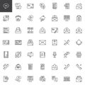 Contact and communication line icons set Royalty Free Stock Photo