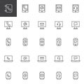 Contact and communication line icons set Royalty Free Stock Photo