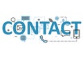 Contact concept flat line design with icons and elements. Modern contact concept s collection. Contact concept lettering