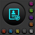 Contact disabled dark push buttons with color icons