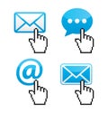 Contact - envelope, email, speech bubble with cursor hand icons Royalty Free Stock Photo