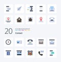 20 Contact Flat Color icon Pack like contact us communication info conversation communication Royalty Free Stock Photo