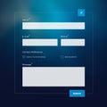 Contact form on blue blured background