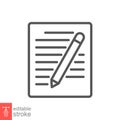 Contact Form business line icon. pencil with paper, notepad, Write personal document Royalty Free Stock Photo