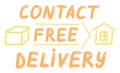 Contact free delivery lettering calligraphy illustration. Safe delivery. Vector eps brush trendy orange text isolated on white