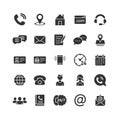 Contact icon set in flat style. Phone communication vector illustration on white isolated background. Website equipment business Royalty Free Stock Photo