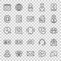 Contact icon set in flat style. Phone communication vector illustration on white isolated background. Website equipment business Royalty Free Stock Photo