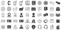 Contact icon set in flat style. Phone communication vector illustration on white isolated background. Website equipment business Royalty Free Stock Photo