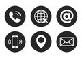 Contact icon set in flat style, 6 in 1. Vector illustration Royalty Free Stock Photo