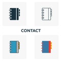 Contact icon set. Four elements in diferent styles from business icons collection. Creative contact icons filled, outline, colored Royalty Free Stock Photo