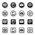 Contact icons in circle and square set - mobile, phone, email, envelope Royalty Free Stock Photo