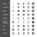 Contact icons. Set simple vector icon business for information. Symbol set illustration flat design, Name, Location, Email. Royalty Free Stock Photo