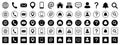 Contact icons set, contact us. Web icons set email, phone, web, location, home, address, faq, information, support, search icon