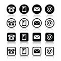 Contact iconsin circle and square set - mobile, phone, email, envelope