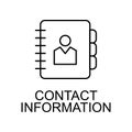 contact information line icon. Element of human resources signs with name for mobile concept and web apps. Thin line contact Royalty Free Stock Photo