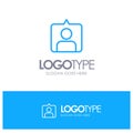 Contact, Instagram, Sets Blue outLine Logo with place for tagline