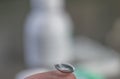 Contact lens bended in wrong direction on finger isolated Royalty Free Stock Photo
