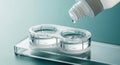 Contact Lens Case with Solution and Dripping Bottle for Daily Eye Care Royalty Free Stock Photo