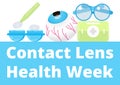 Contact lens health week in August. Glaucoma treatment illustratation vector Royalty Free Stock Photo