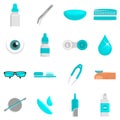 Contact lens icon set, flat style Royalty Free Stock Photo