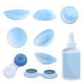 Contact lens icons set, cartoon style Royalty Free Stock Photo