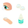 Contact lens icons set, isometric style Royalty Free Stock Photo