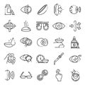 Contact lens icons set, outline style Royalty Free Stock Photo