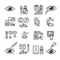 Contact lens and ophtalmology line icons Royalty Free Stock Photo