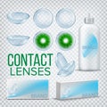 Contact Lenses Branding Design Mockup Vector. Myopia Care. Eye Lens. Medical Product. Soft Optical Glass. Healthy Vision Royalty Free Stock Photo