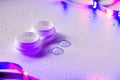 Contact lenses. Case close-up. Lenses are near Royalty Free Stock Photo