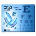 Contact Lenses In Special Liquid Banner Vector