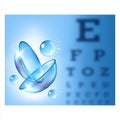 Contact Lenses In Special Liquid Banner Vector