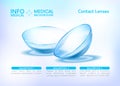 Contact lenses template.Transparent . close up look at contact lens. medical infographics background. vector 3d