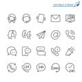 Contact line icons. Editable stroke