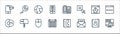 Contact line icons. linear set. quality vector line set such as chat, email, calendar, support, homepage, global communication,