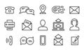 Contact line icons. Minimal business, internet and location outline symbols. Website or chat mobile interface