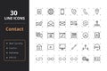 30 Contact Line Icons