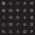 Contact line vector icons. Media and internet communication outline symbols.