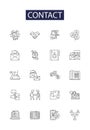 Contact line vector icons and signs. Touch, Reach, Converse, Relate, Interact, Commune, Telephone, Telecommunicate