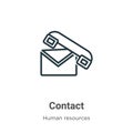 Contact outline vector icon. Thin line black contact icon, flat vector simple element illustration from editable human resources Royalty Free Stock Photo