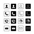 Contact, Phone, Call and message icon using basic flat design