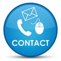 Contact (phone email and mouse icon) cyan blue special round but Royalty Free Stock Photo