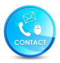 Contact (phone email and mouse icon) splash natural blue round button Royalty Free Stock Photo