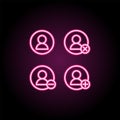 Contact, remove, plus, delete sign neon icon. Simple thin line, outline vector of web icons for ui and ux, website or mobile